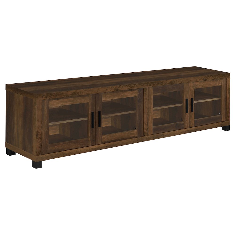 Sachin 4-door Engineered Wood 79" TV Stand Dark Pine. Picture 2