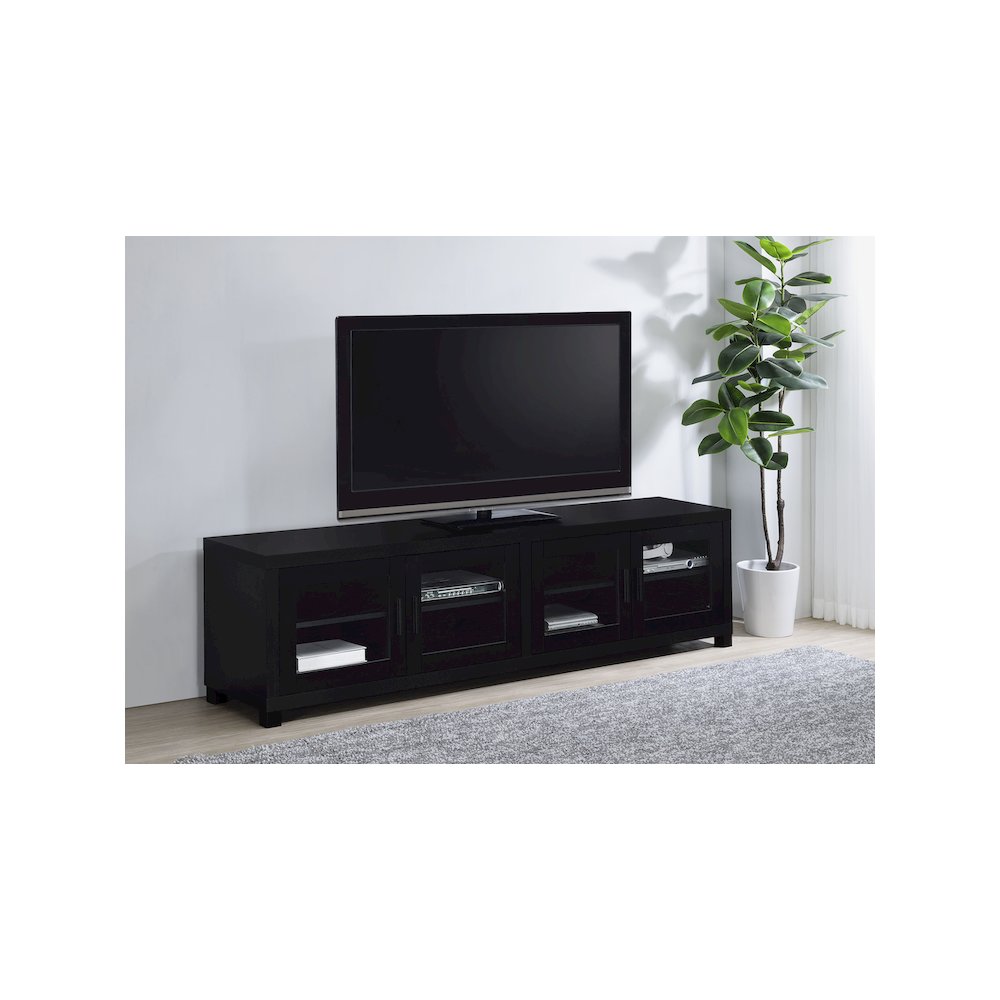 Jupiter 4-door Engineered Wood 79-inch TV Stand Black. Picture 10
