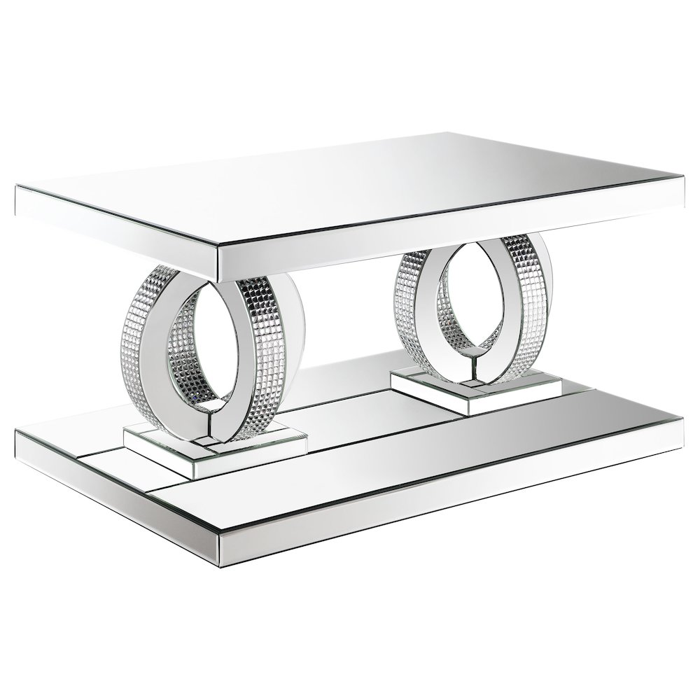 Breena Rectangular Mirrored Acrylic Coffee Table Silver. Picture 2