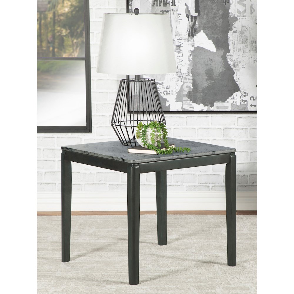 Mozzi Square Faux Marble Side End Table Grey and Black. Picture 7