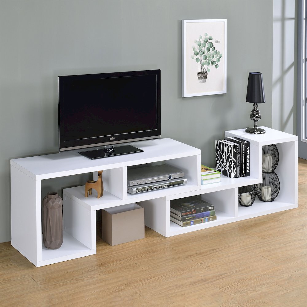 Velma Multipurpose TV Stand and Bookshelf White. Picture 16