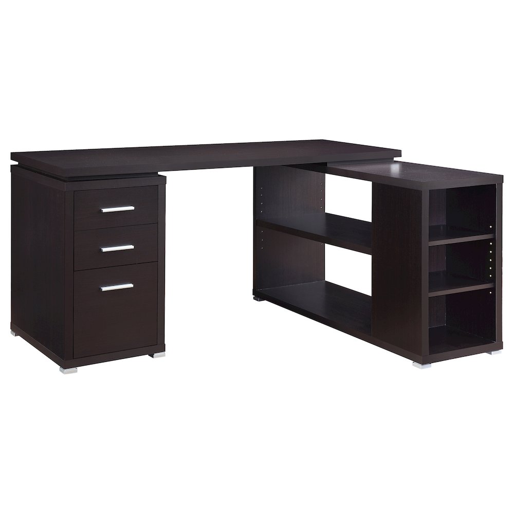 Yvette 60-inch 3-drawer L-Shape Computer Desk Cappuccino. Picture 2