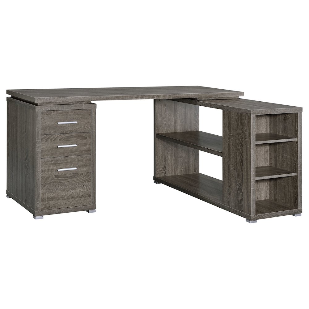 Yvette 60-inch 3-drawer L-Shape Computer Desk Weathered Grey. Picture 2