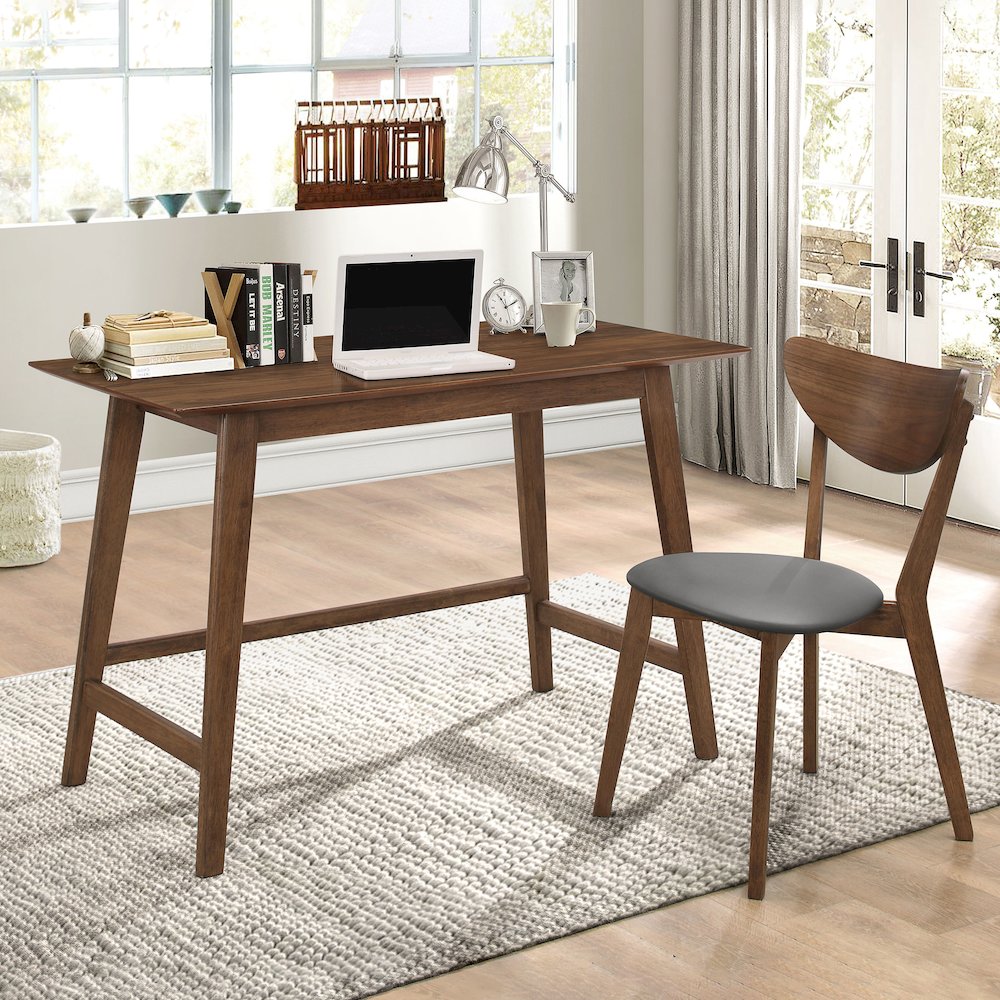 Karri 2-piece Home Office Computer Desk and Chair Set Walnut. Picture 6
