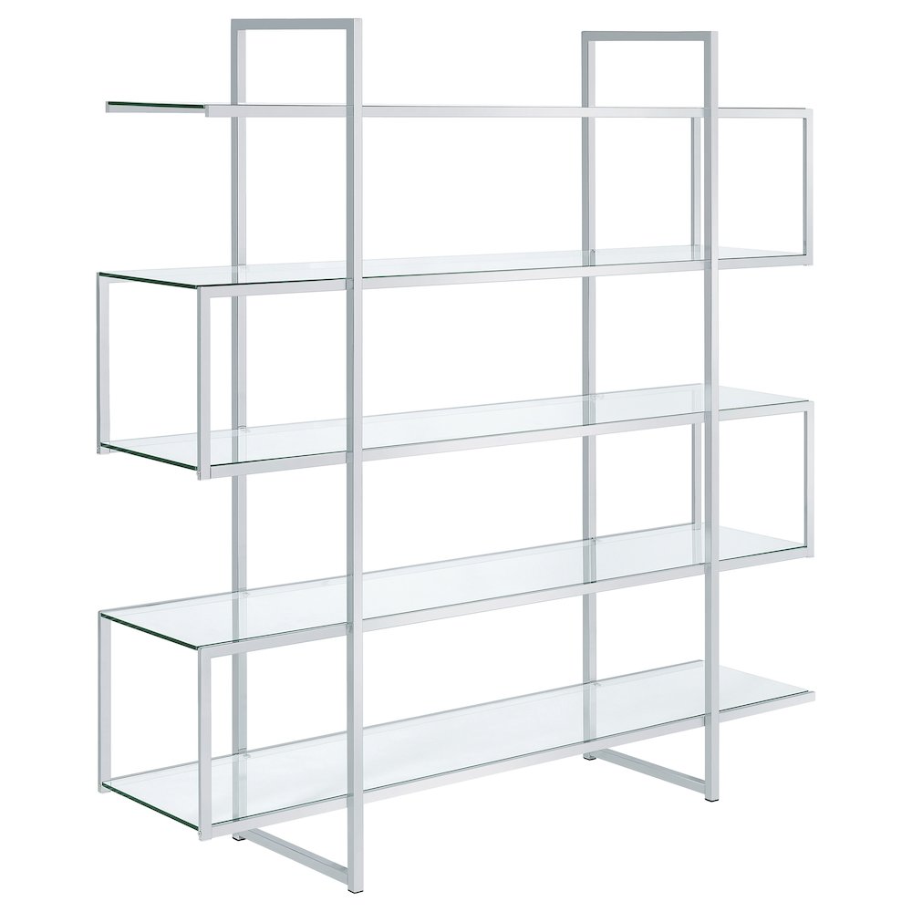 Elmer 63-inch 5-shelf Bookshelf Clear and Chrome. Picture 2