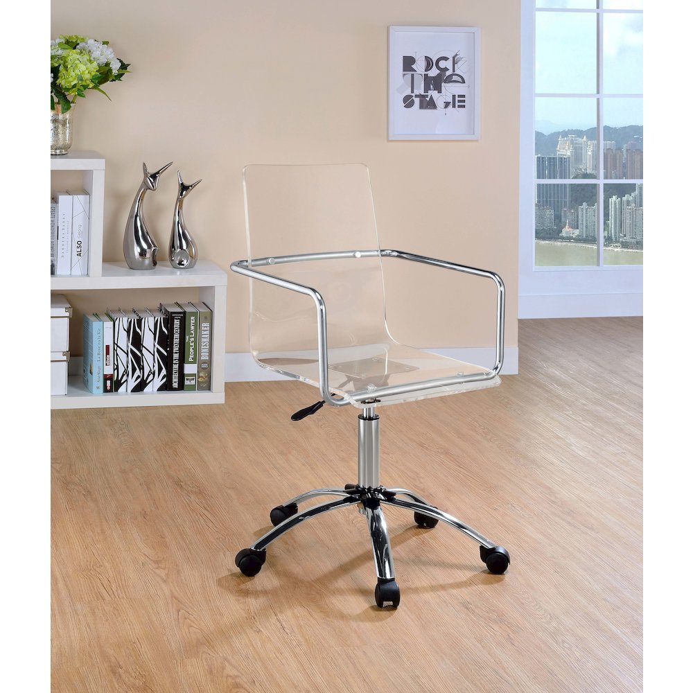 Amaturo Acrylic Adjustable Home Office Desk Chair Clear. Picture 10