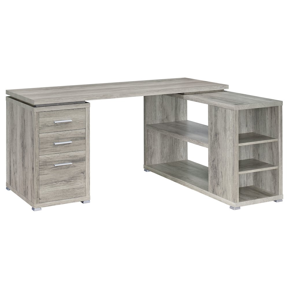 Yvette 60-inch 3-drawer L-Shape Computer Desk Grey Driftwood. Picture 2