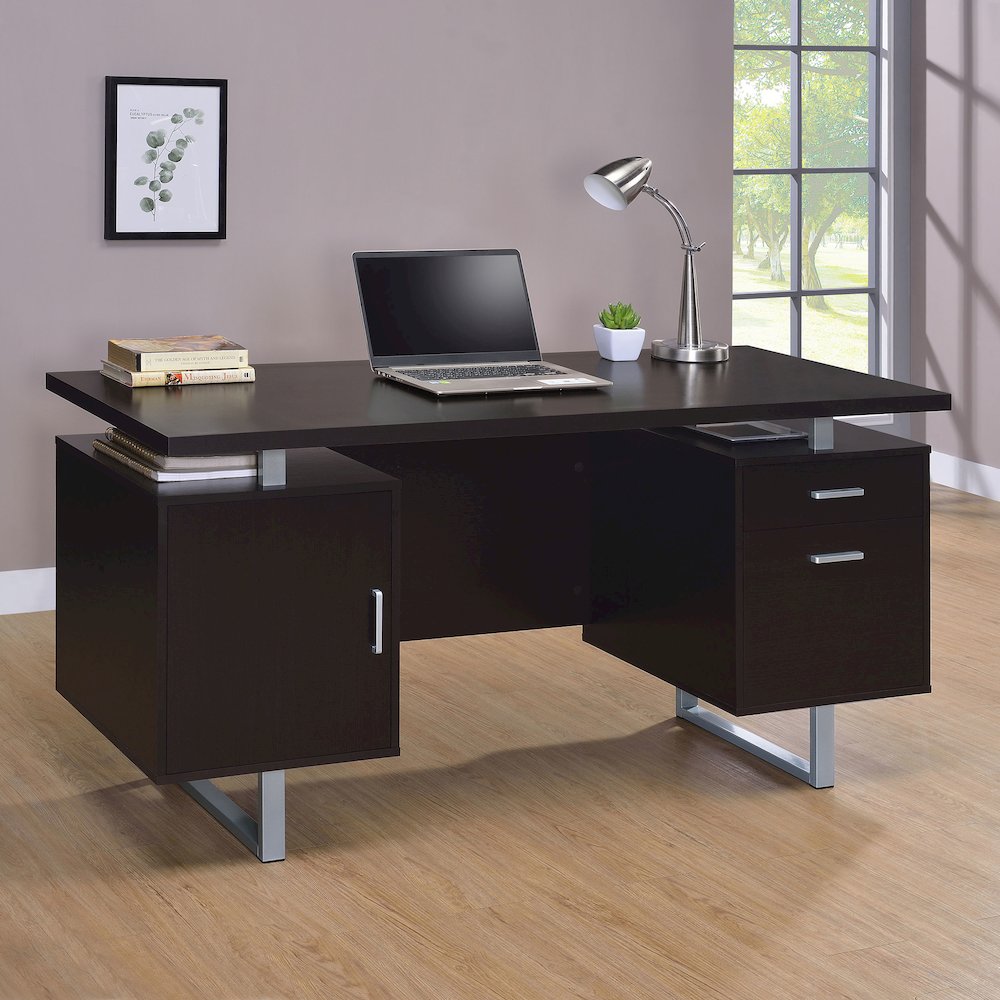 Lawtey 60-inch 2-drawer Office Computer Desk Cappuccino. Picture 12