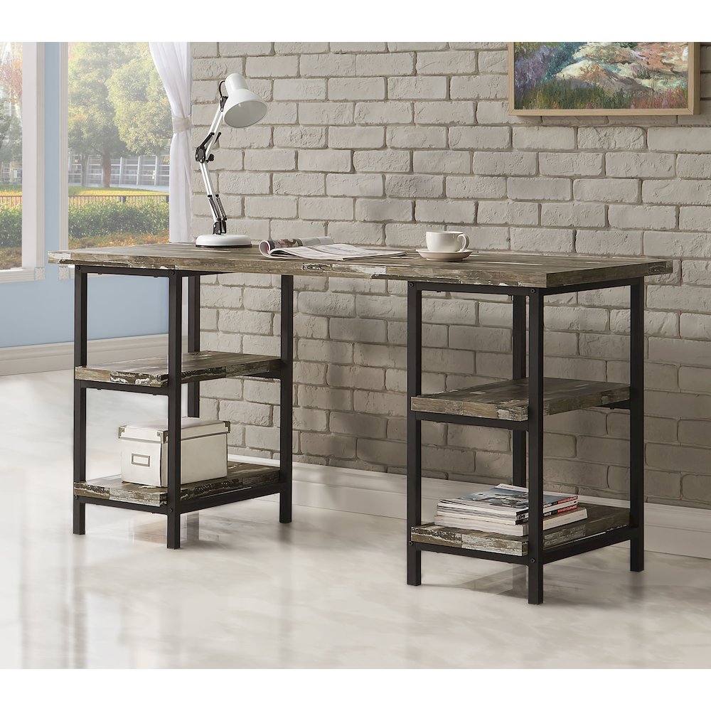 Kemper 59-inch 4-shelf Writing Desk Weathered Brown. Picture 4