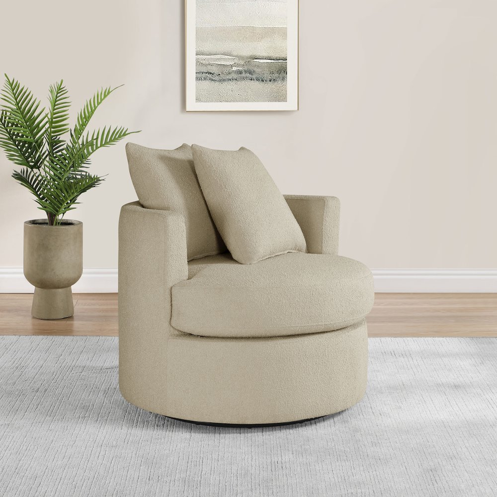 Debbie Upholstered Swivel Accent Chair Camel. Picture 11