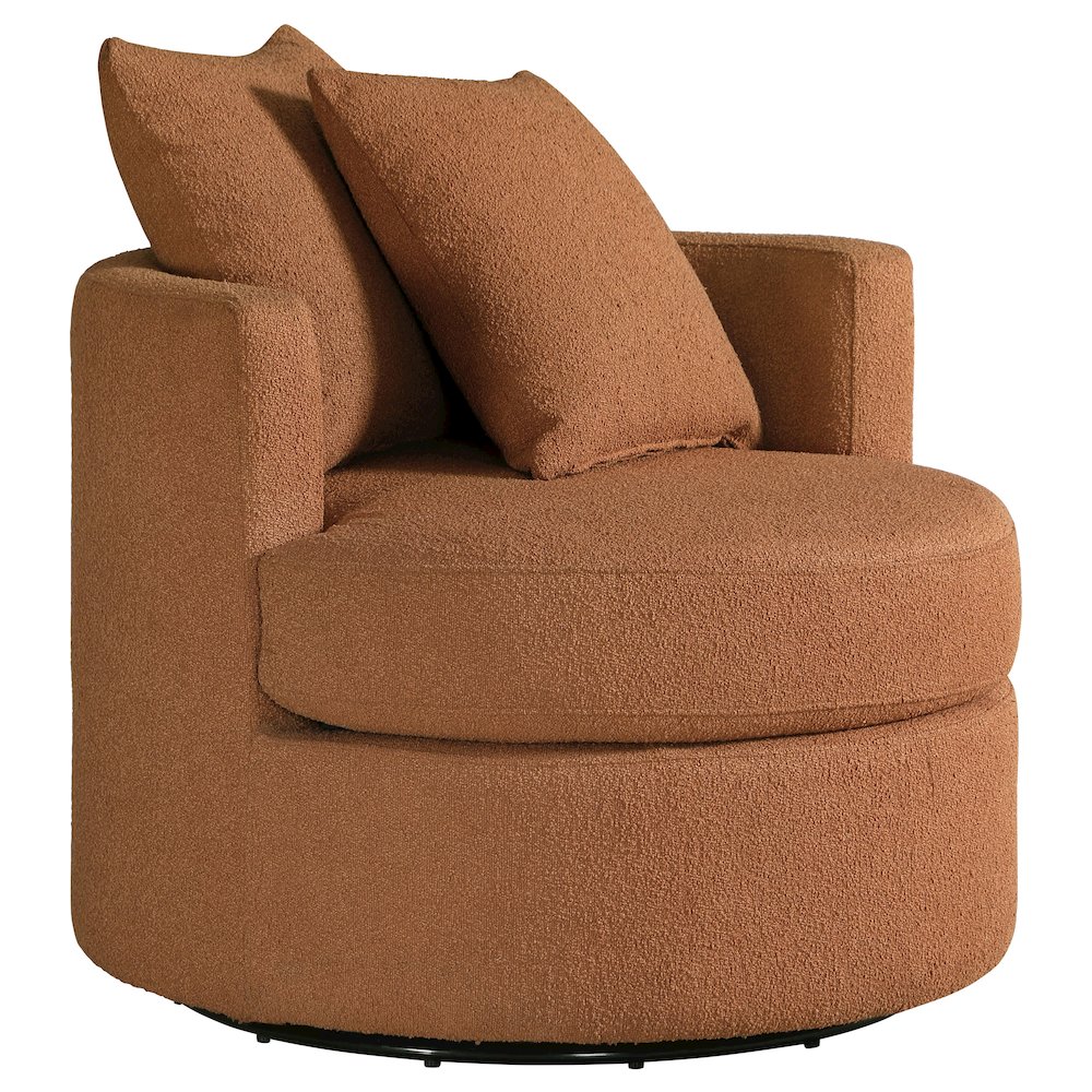 Debbie Upholstered Swivel Accent Chair Burnt Orange. Picture 2