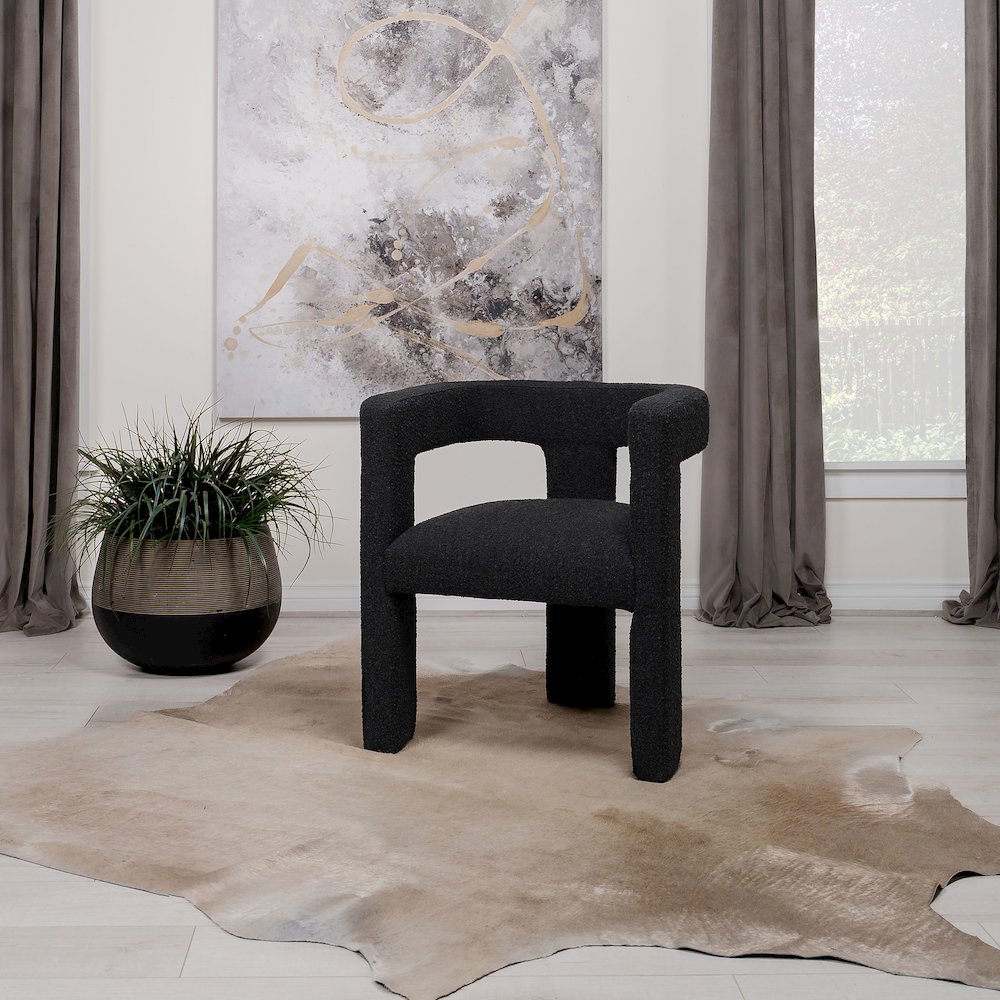 Petra Boucle Upholstered Accent Side Chair Black. Picture 11