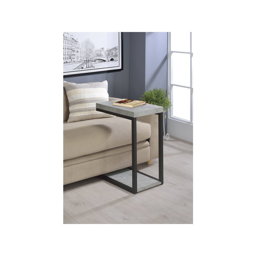 Beck Engineered Wood C-Shape Sofa Side Table Cement. Picture 7