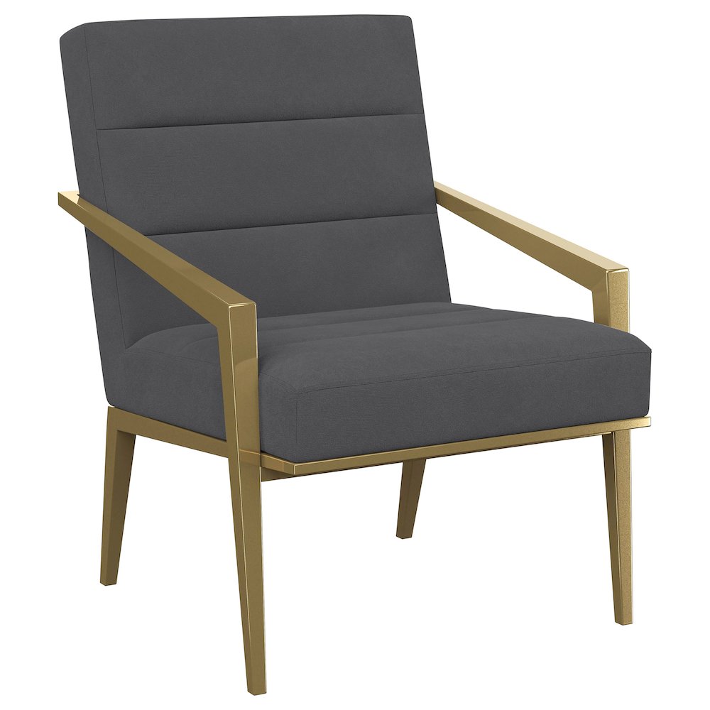 Kirra Upholstered Metal Arm Accent Chair Dark Grey. Picture 2