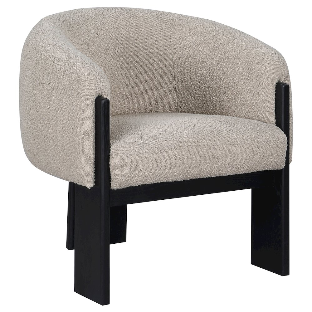 Valdez Boucle Upholstered Barrel Back Accent Chair Beige. Picture 2