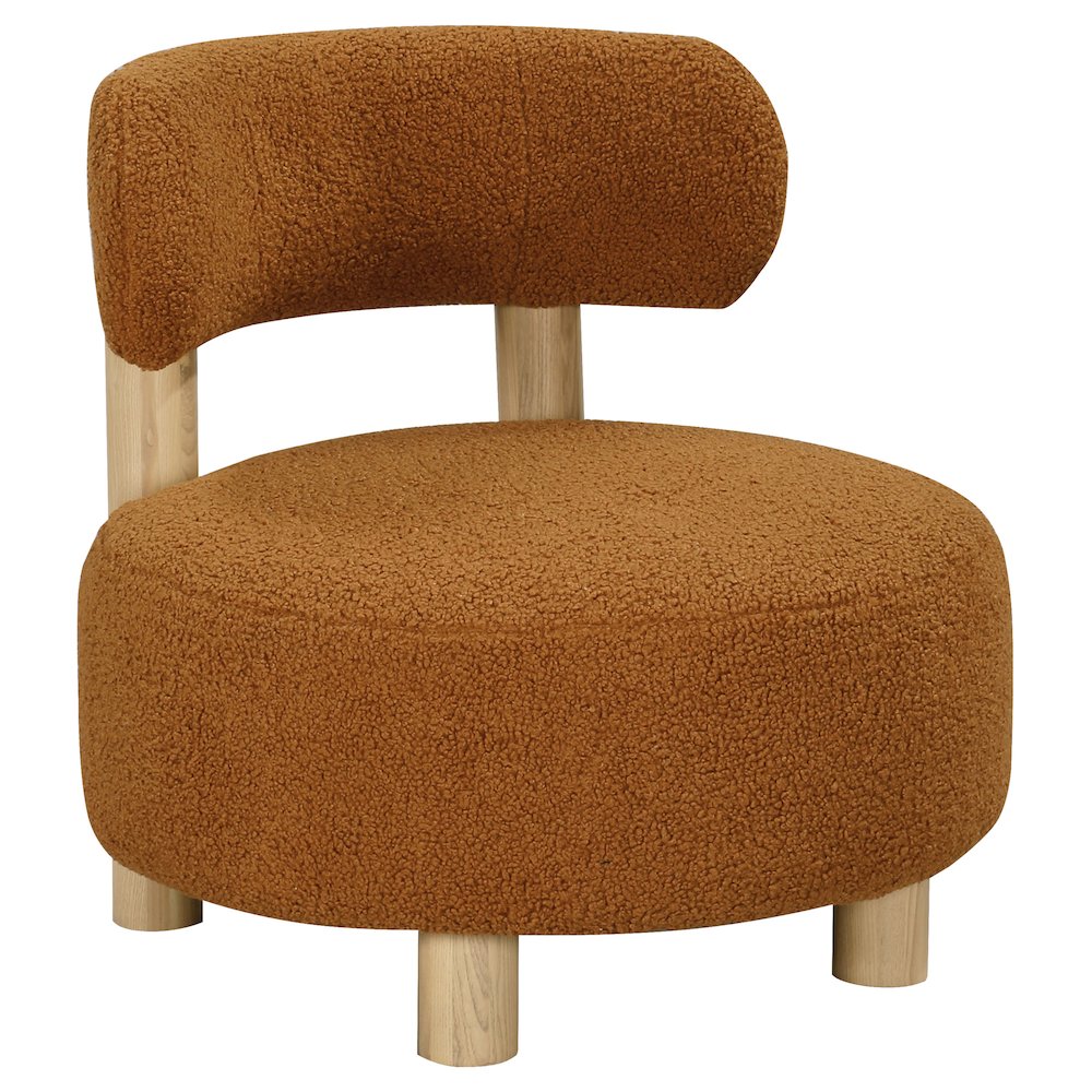 Zonie Boucle Upholstered Barrel Back Accent Chair Orange. Picture 2