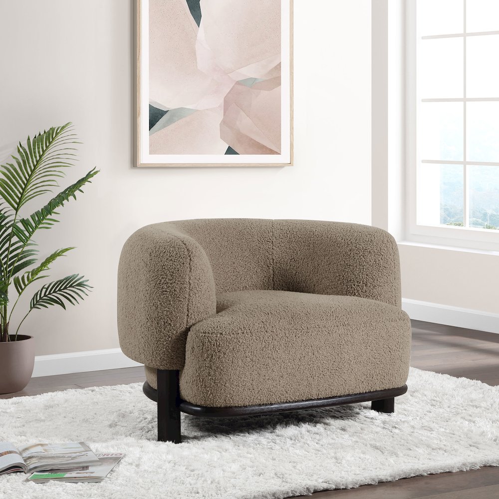 Lawler Upholstered Barrel Back Accent Chair Mushroom. Picture 11