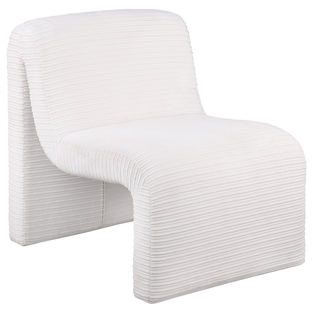 Drayton Upholstered Curved Armless Accent Chair Ivory. Picture 2