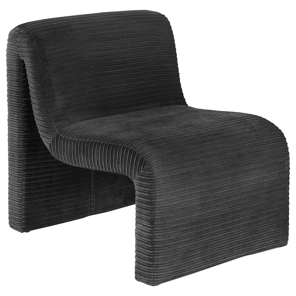 Drayton Upholstered Curved Armless Accent Chair Black. Picture 2