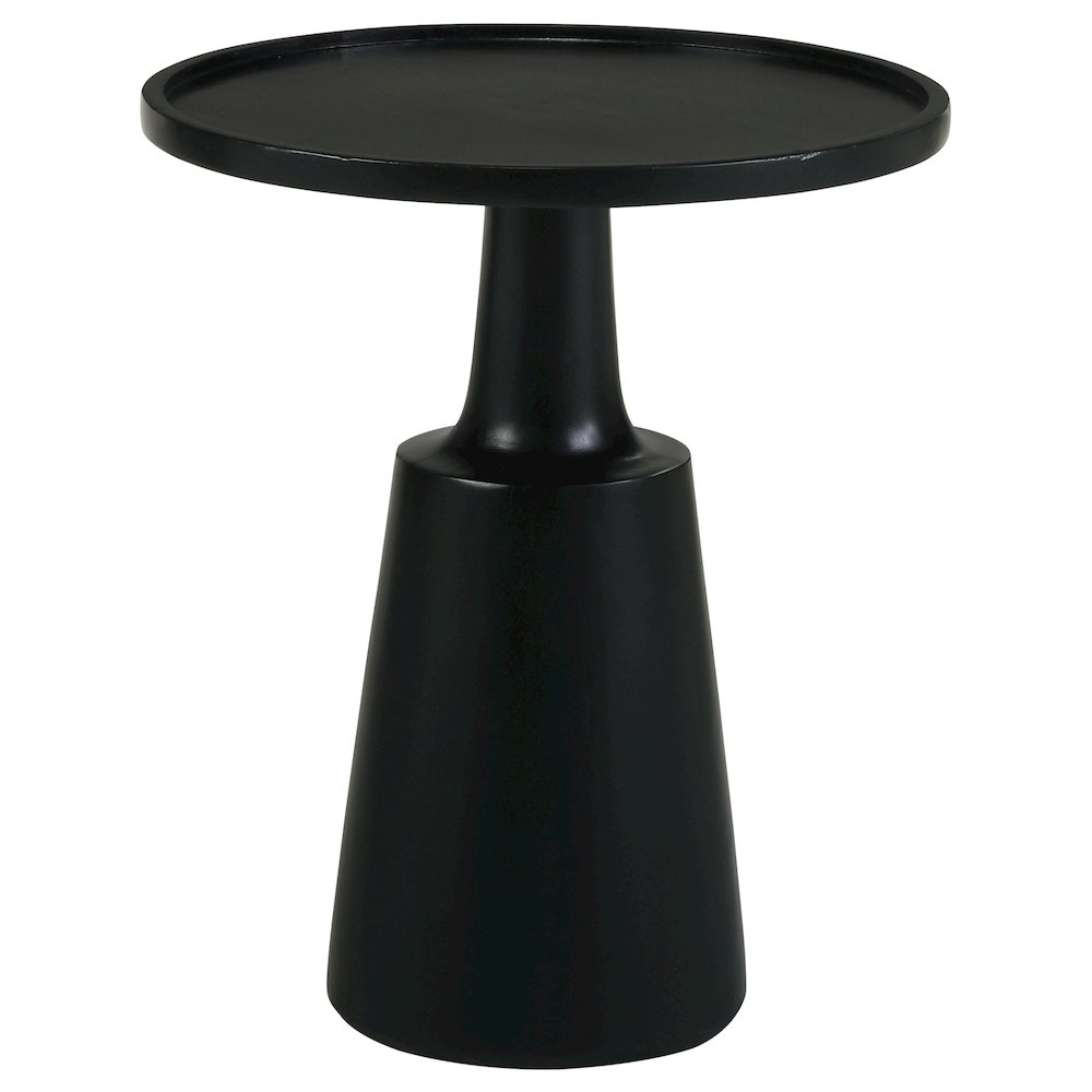 Ixia Round Solid Mango Wood Accent Side Table Black Stain. Picture 2