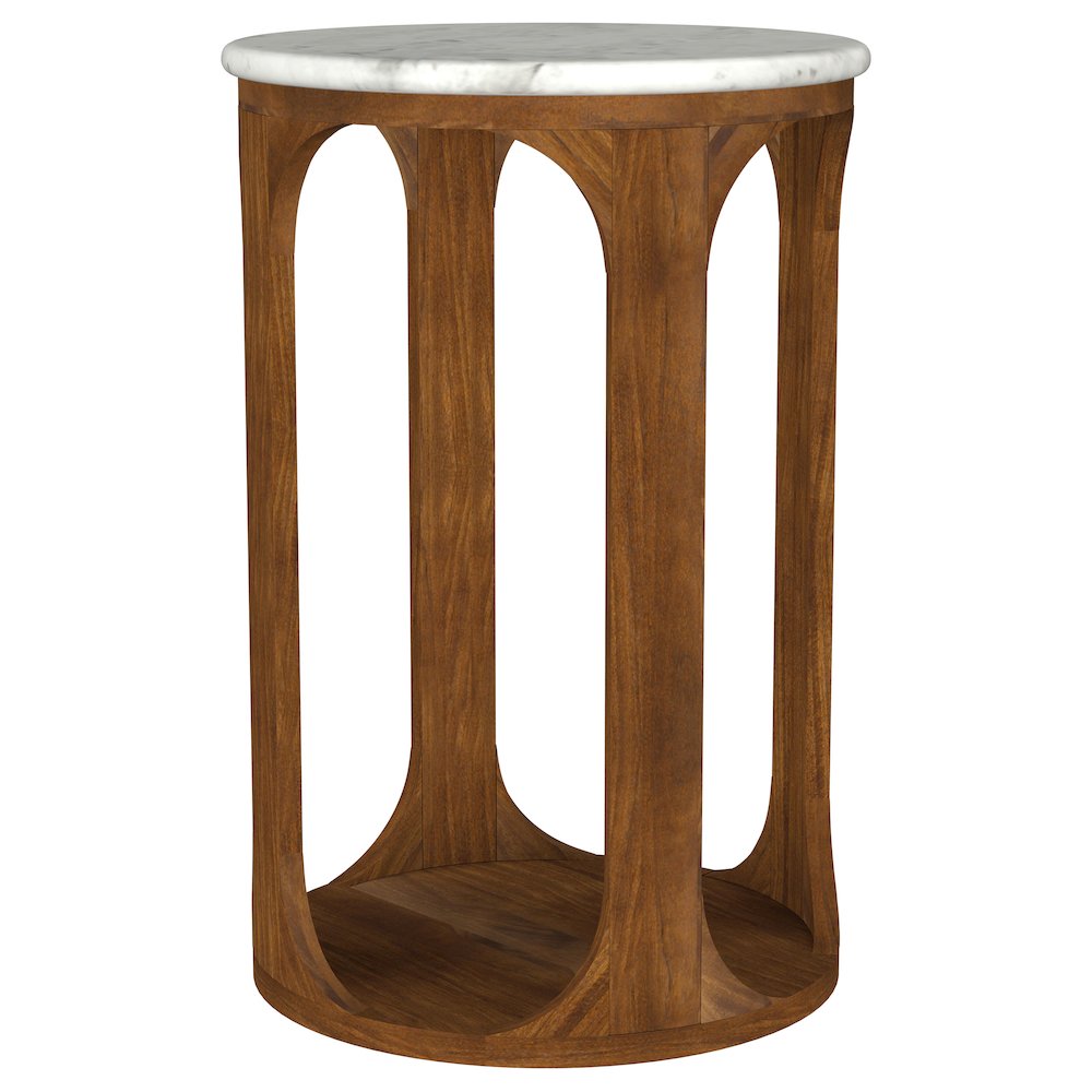 Berkeley Round Marble Top Side Table White and Brown. Picture 2