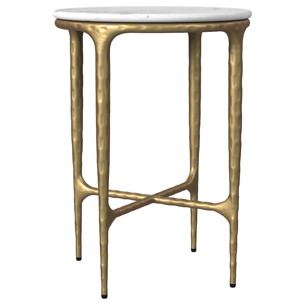 Baldwin Round Marble Top Side Table White and Gold. Picture 2