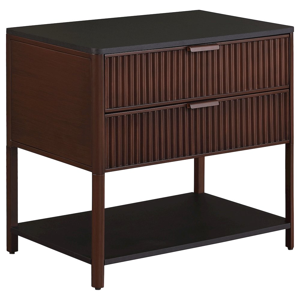 Zimmerlee 2-drawer Side Table with Shelf Rust Brown. Picture 2
