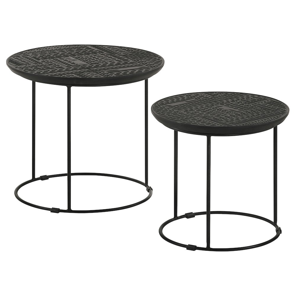 Loannis 2-piece Round Mango Wood Nesting Table Matte Black. Picture 2