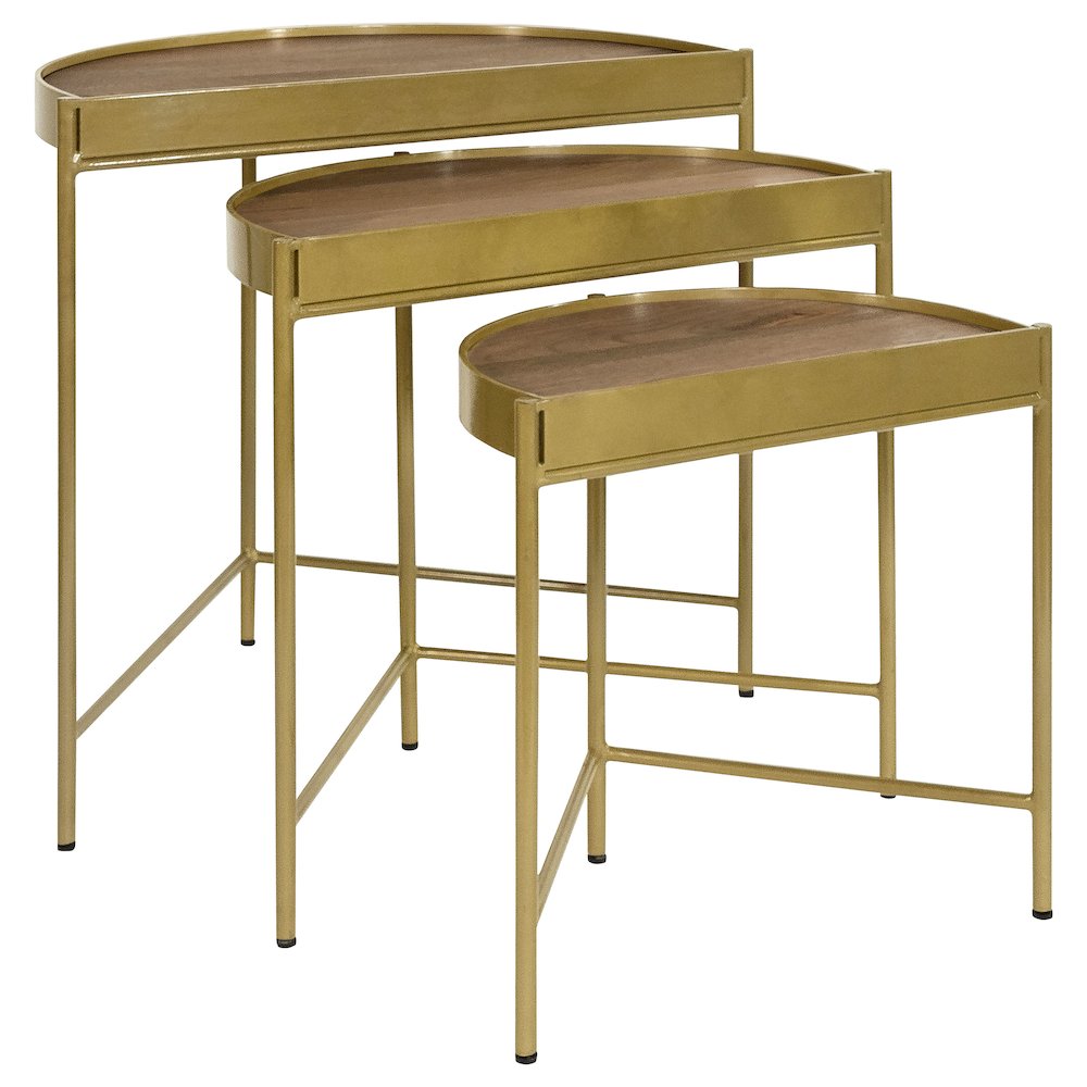 Tristen 3-Piece Demilune Nesting Table Brown and Gold. Picture 2