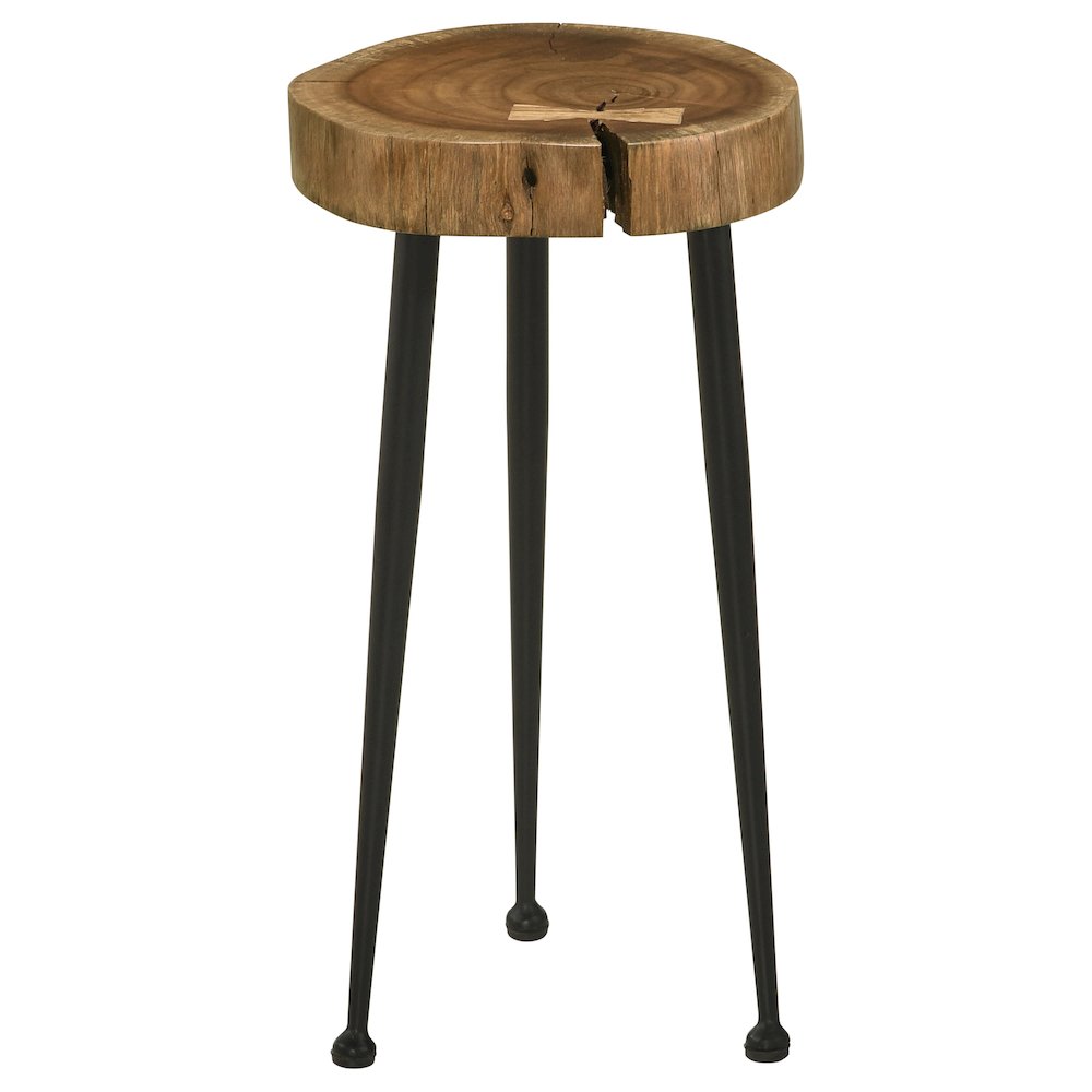 Keith Round Solid Tree Trunk Side Table Natural and Black. Picture 2