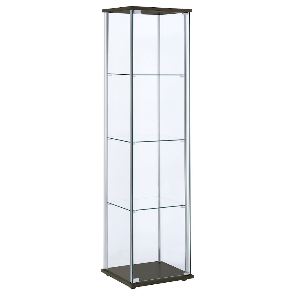 Bellatrix 4-shelf Clear Glass Curio Cabinet Cappuccino. Picture 2