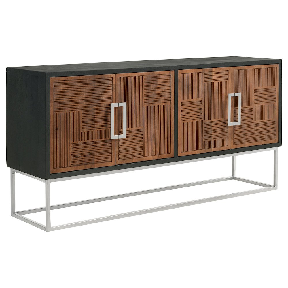 Borman 4-door Wood Accent Cabinet Walnut and Black. Picture 2