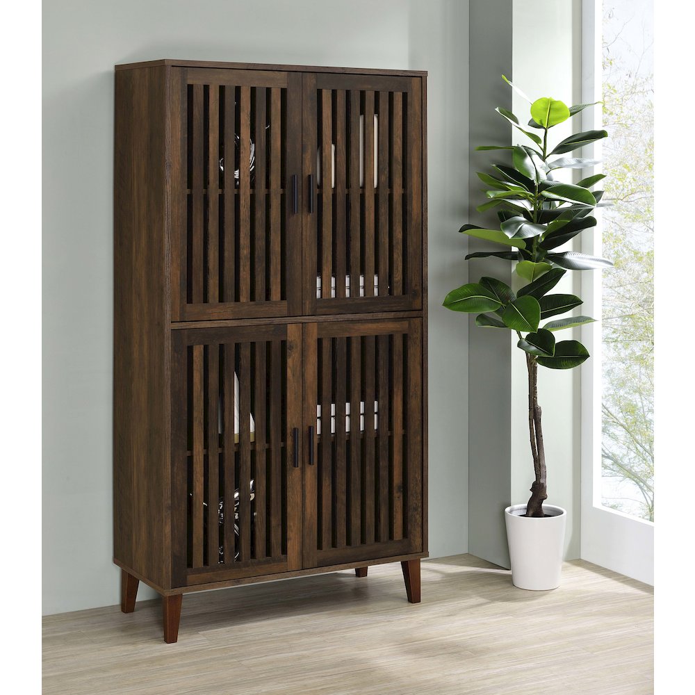 Elouise 4-door Engineered Wood Tall Accent Cabinet Dark Pine. Picture 9