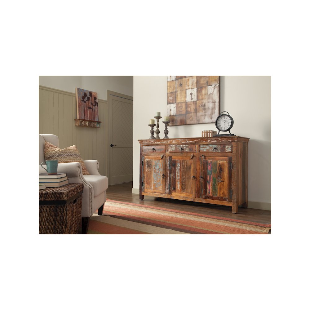 Harper 3-door Solid Reclaimed Wood Accent Cabinet Brown. Picture 8
