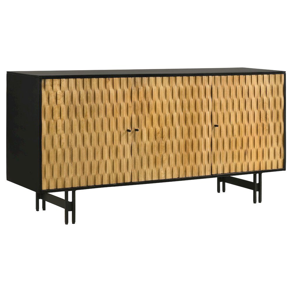 Aminah 3-door Wood Accent Cabinet Natural and Black. Picture 2