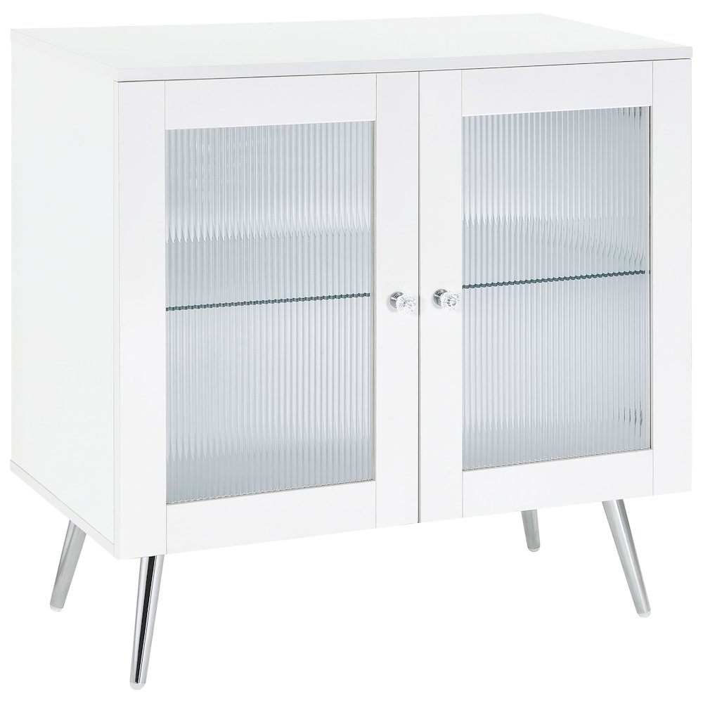 Nieta 2-door Engineered Wood Accent Cabinet White High Gloss. Picture 2