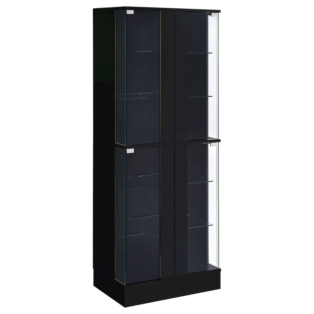 Cabra 4-door LED Curio Display Cabinet Black High Gloss. Picture 2