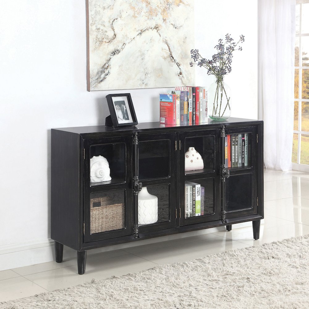 Sylvia 4-door Accent Cabinet Black. Picture 6