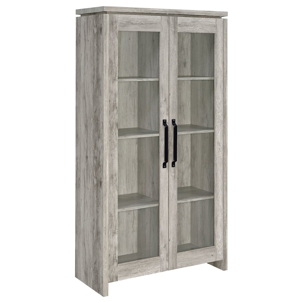 Alejo 2-door Engineered Wood Tall Cabinet Grey Driftwood. Picture 2