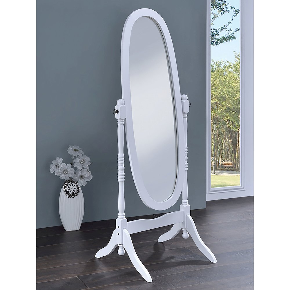 Foyet Wood Adjustable Full Length Cheval Mirror White. Picture 8