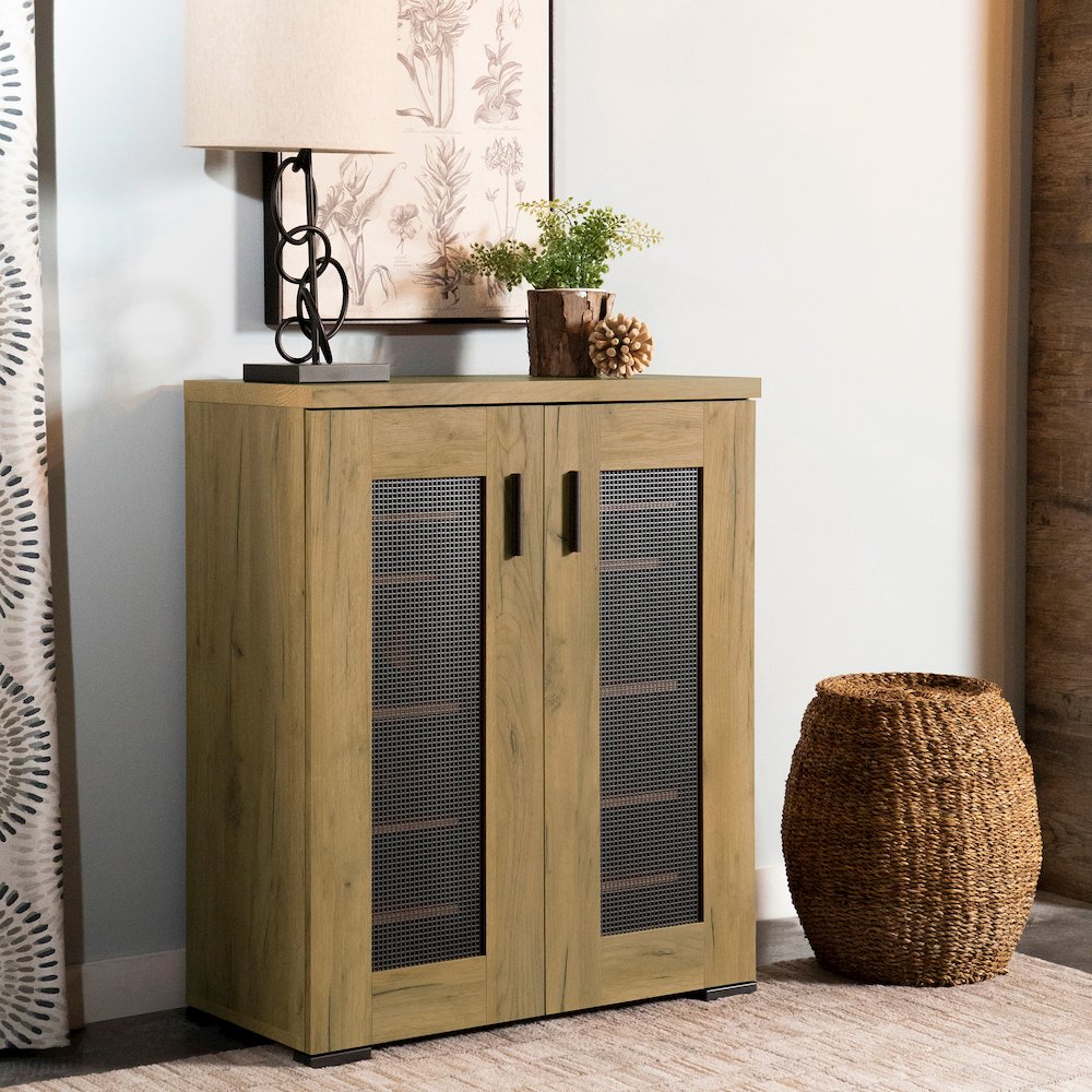 Bristol 6-shelf Engineered Wood Shoe Cabinet Golden Oak. Picture 10