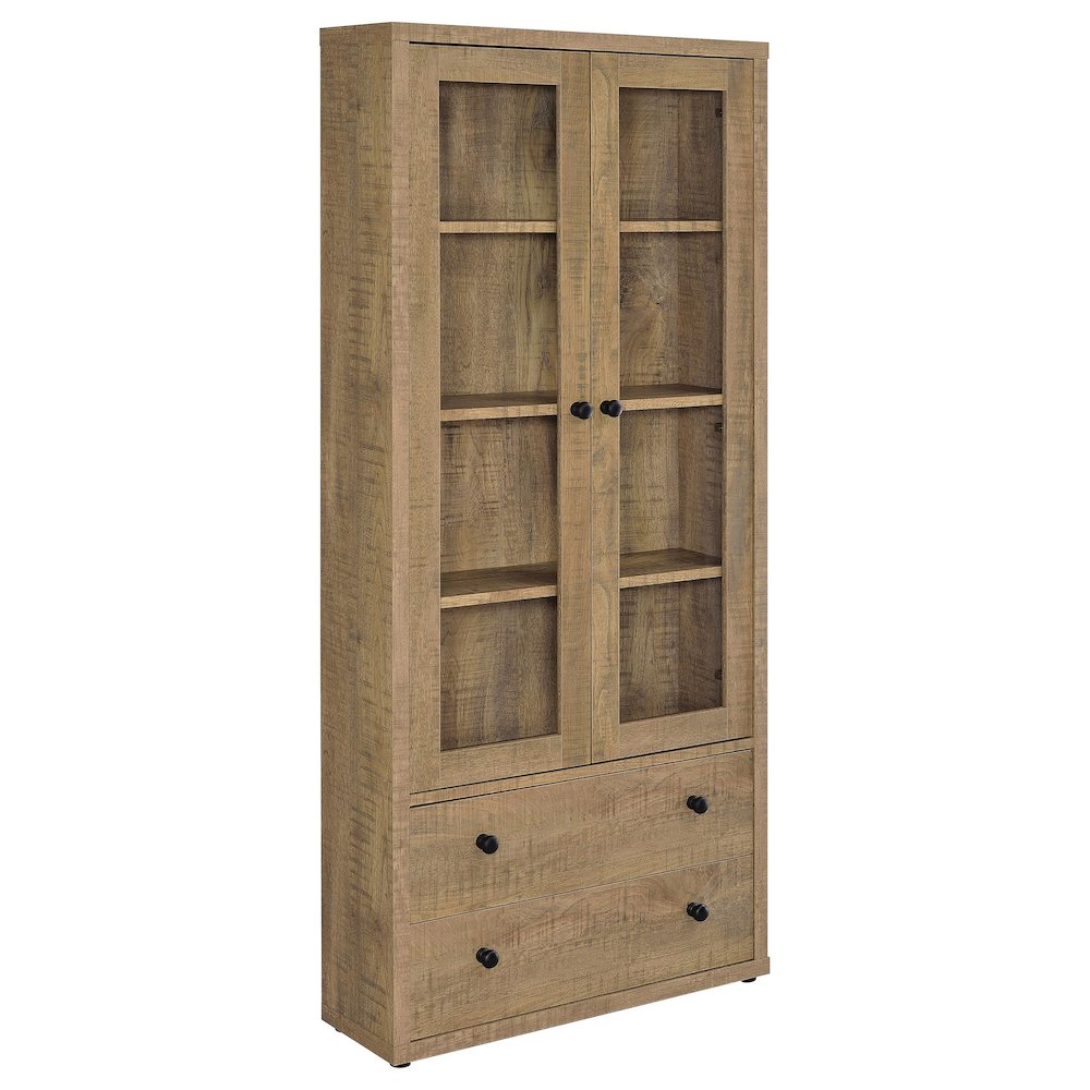Hawthorne 4-shelf Glass Door Tall Cabinet with Drawers Mango. Picture 2