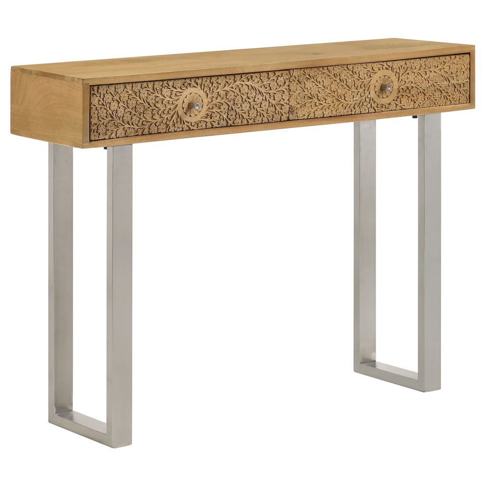 Draco 2-drawer Console Table Hand Carved Details Natural. Picture 2