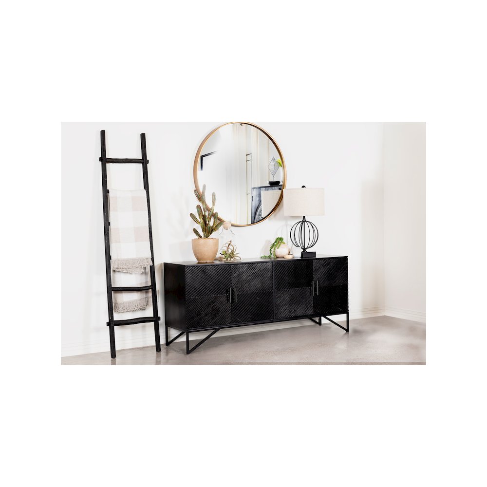 Riddell 4-door Wood Reeding Accent Cabinet Matte Black. Picture 12