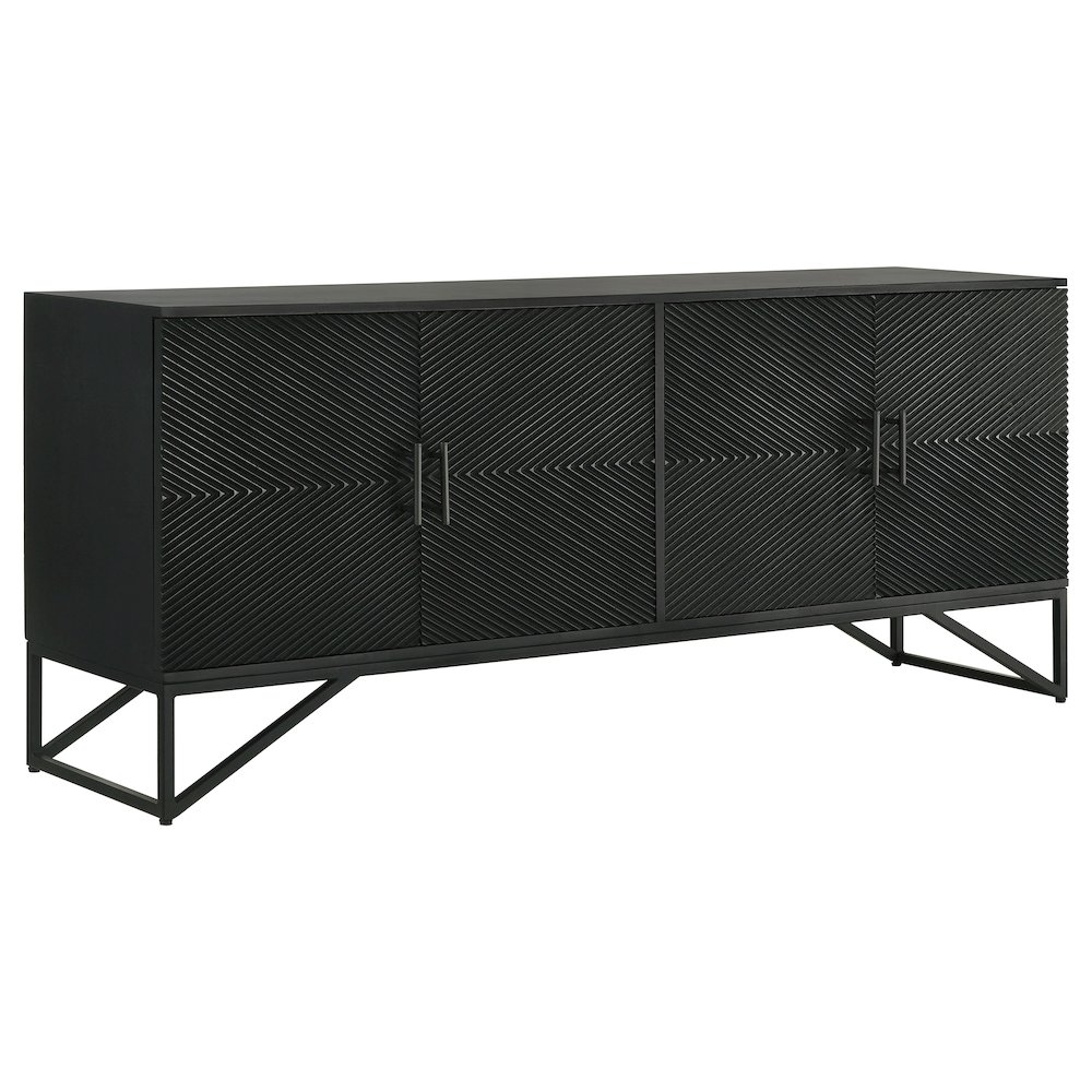 Riddell 4-door Wood Reeding Accent Cabinet Matte Black. Picture 2