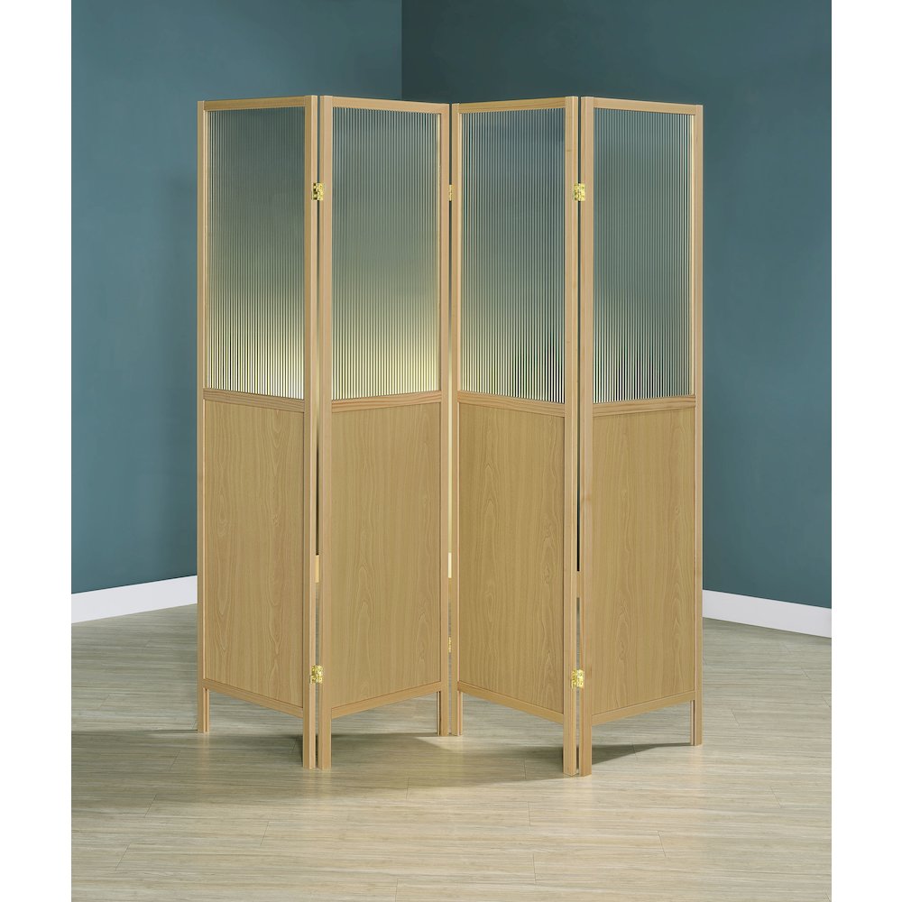 Mattison 4-Panel Room Divider Folding Shoji Screen Natural. Picture 6