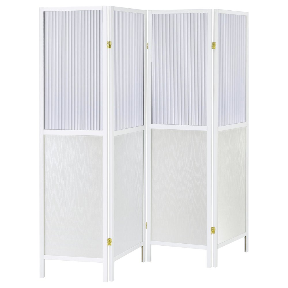Mattison 4-Panel Room Divider Folding Shoji Screen White. Picture 2