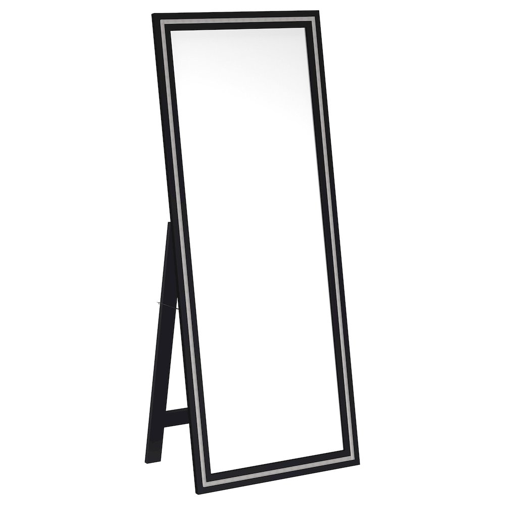 Windrose 28 x 67 Inch Tempered LED Standing Mirror Black. Picture 2