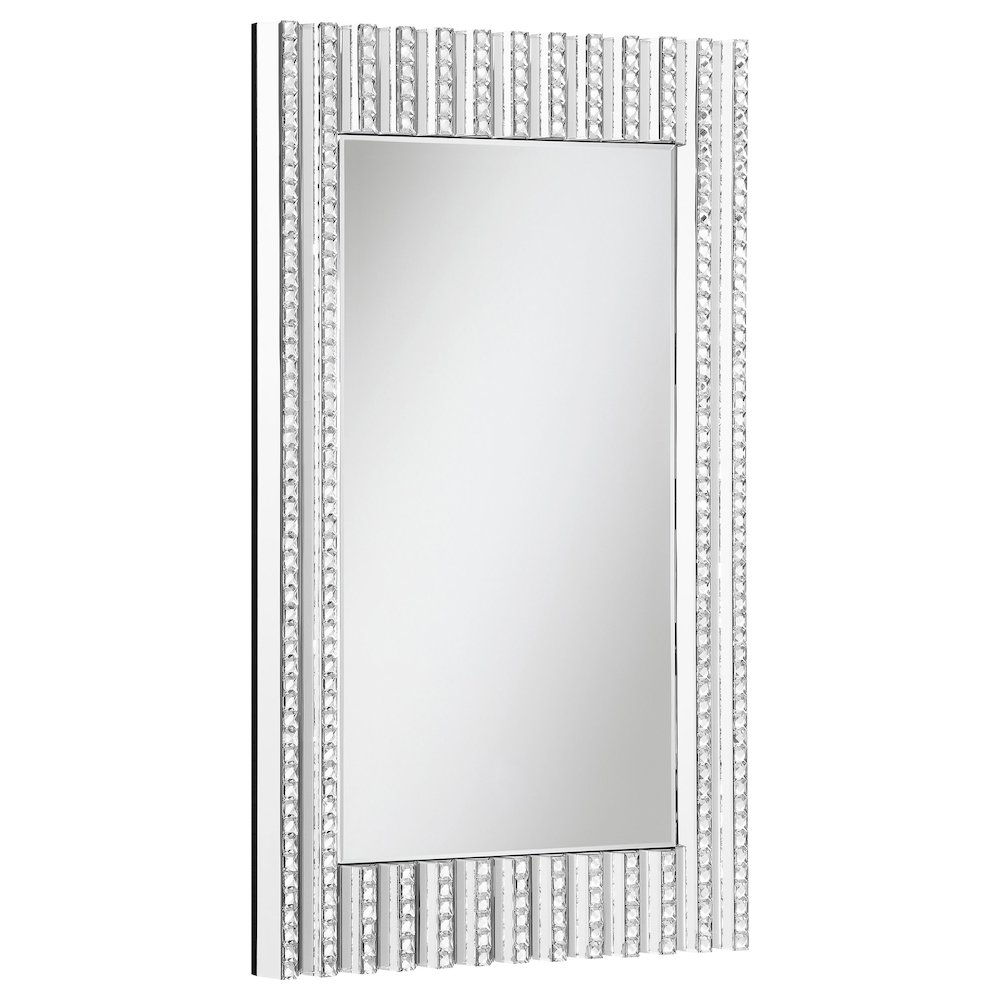 Aideen 32 x 47 Inch Acrylic Crystal Wall Mirror Silver. Picture 2
