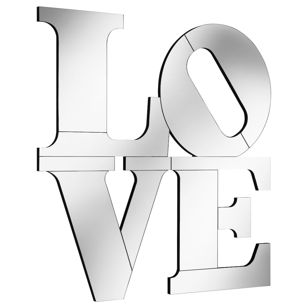 Keiran 40 x 40 Inch LOVE Lettered Wall Mirror Silver. Picture 2